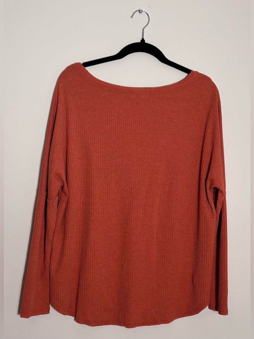 Listicle Terracotta Mauve Ribbed V Neck Oversized Top Size Small Stretch Casual - Picture 2 of 4